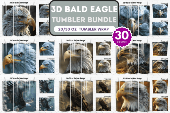 Download 3D Bald Eagle Tumbler Wrap Bundle - Eagle tumbler Collection