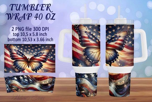 Download Butterfly Patrioitc 40oz Tumbler Design - Premium Resources