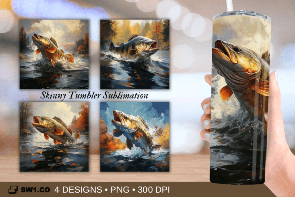 Download Watercolor Bass Fish Tumbler Sublimation - Tumbler sublimation Collection