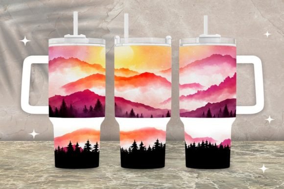 Download 40 Oz Sunset Design Tumbler Wrap Png - Premium Bundle