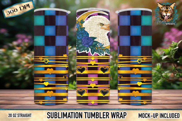 Download Purple Blue Checkered Eagle Tumbler Wrap - Eagle tumbler Collection
