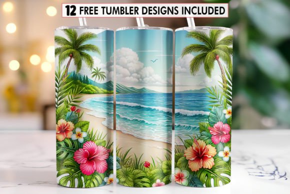 Download Summer Beach Tumbler Sublimation Wrap - Tumbler sublimation Collection
