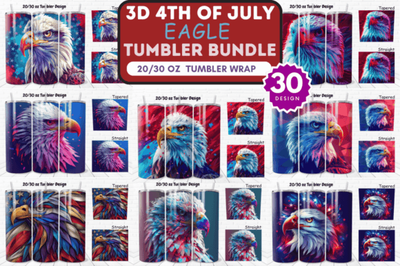 Download 3D 4th of July Eagle Tumbler Wrap Bundle - Eagle tumbler Collection