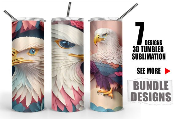 Download 3D Patriotic Eagle Tumbler Wrap Bundle - Eagle tumbler Collection